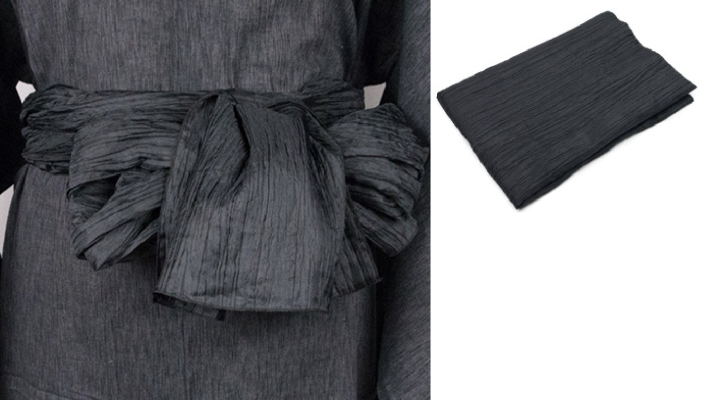 Japanese Men\'s Traditional Yukata Kimono Heko Obi Belt 400 x 45cm Black