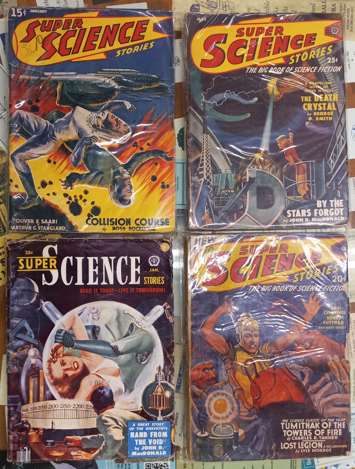 Super Science Stories pulp vintage science fiction 4 issues 1941-1951
