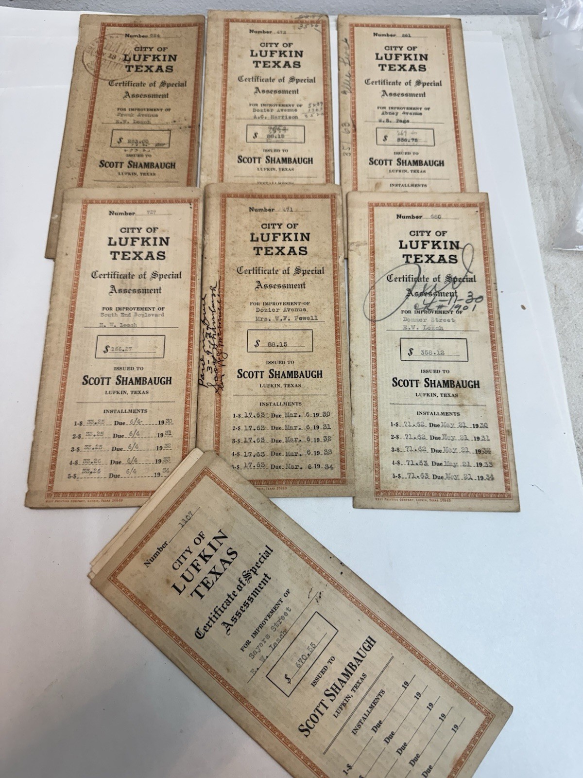city of lufkin texas special assessment certificates street improvement