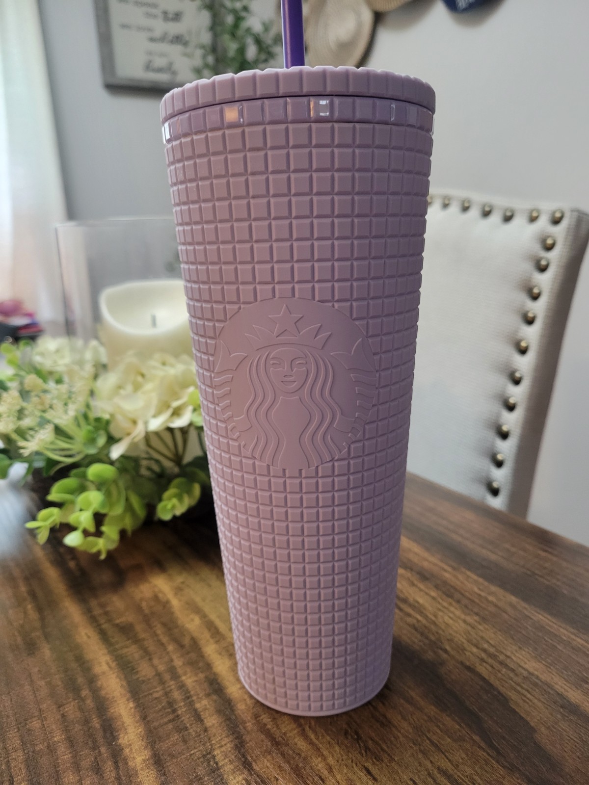 ❤️ NWOB Starbucks 24oz w/Straw Venti Cold Cup Tumbler w/a Matt Grid Texture.