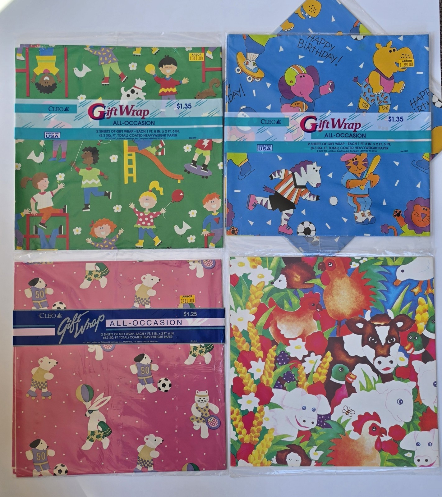 Vintage 90s Wrapping Paper Lot, Children/ All Occasion Vintage 90s Wrapping Paper Lot, Children/ All Occasion