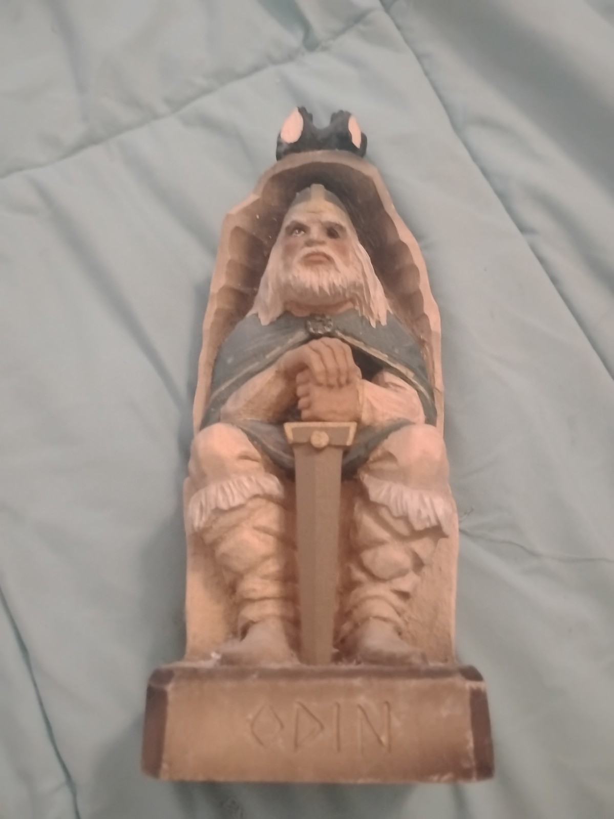 Hand Painted HAND Carved Wood Odin Viking Figurine Sculpture HENNING NORWAY Hand Painted HAND Carved Wood Odin Viking Figurine Sculpture HENNING NORWAY