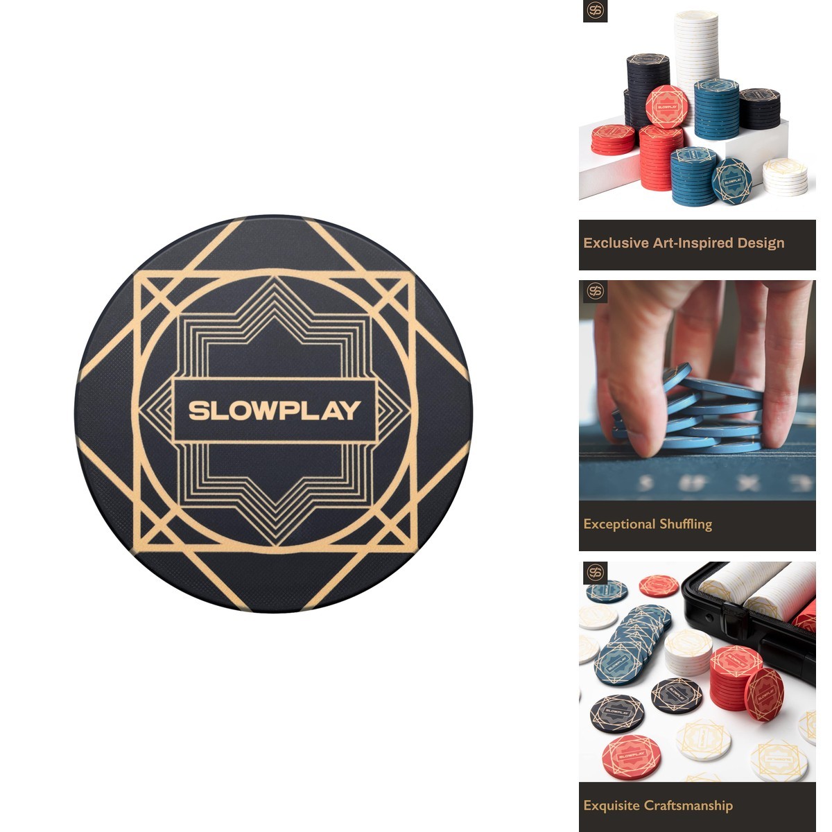 SLOWPLAY Nash Ceramic Poker Chips 10g 39mm 50 pcs for Texas Hold\'em