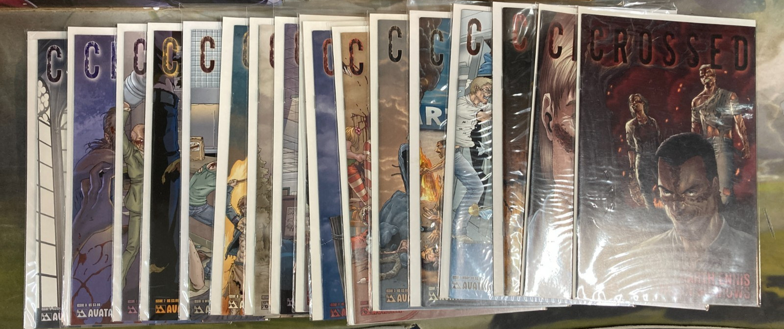 Avatar Press 2008. CROSSED #0-9. 17 issue lot. Wrap + Regular Covers - Ennis