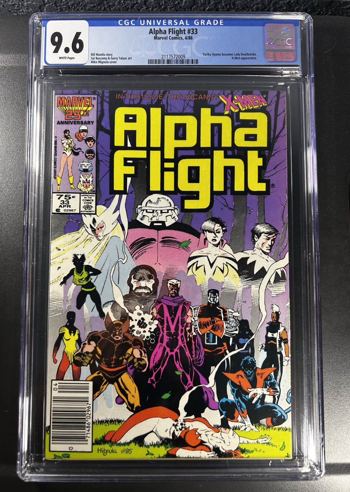 Alpha Flight #33 Marvel 1986 1st Lady Deathstrike X-Men Appearance CGC 9.6 NM+ Alpha Flight #33 Marvel 1986 1st Lady Deathstrike X-Men Appearance CGC 9.6 NM+