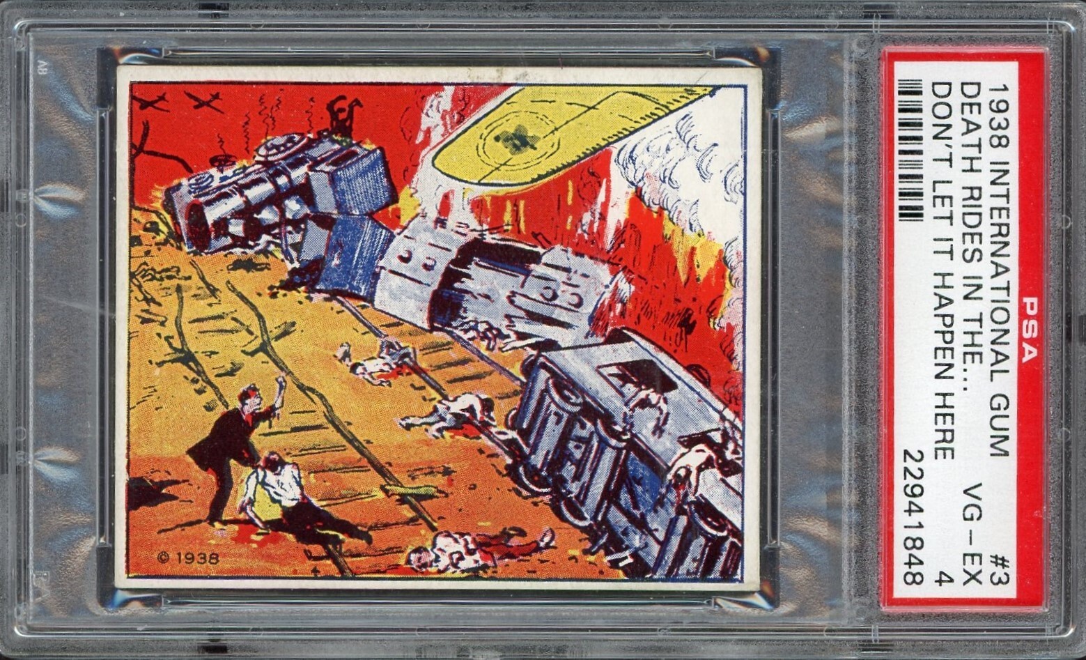 1938 R44 International Gum Don't Let It Happen #3 Death Rides Skies PSA 4 VG/EX