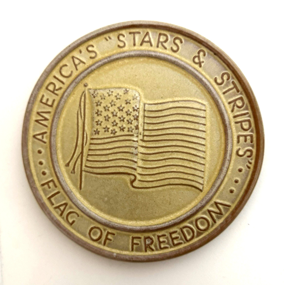 Frankoma Pottery Trivet Stars & Stripes Flag of Freedom in Tan/Brown