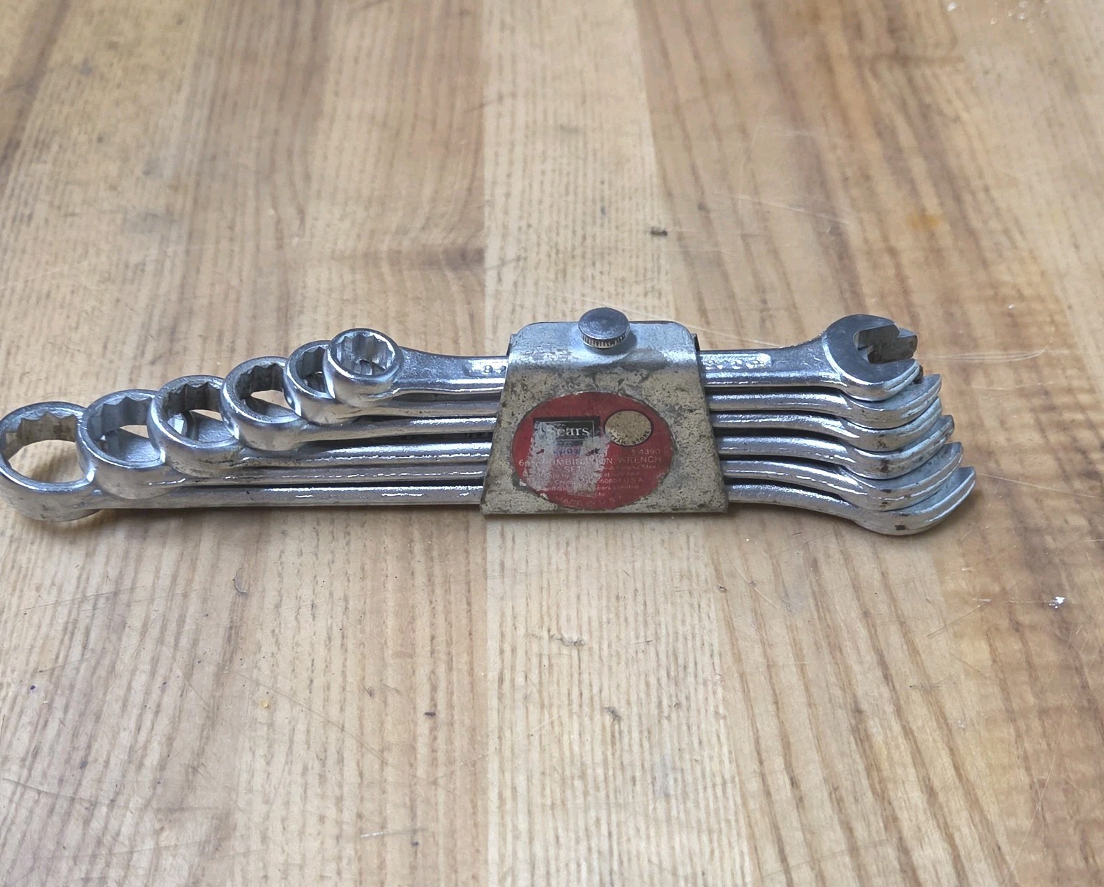 Vintage Sears Companion USA 12 Point Combination Wrench Set of 6 w/ Holder