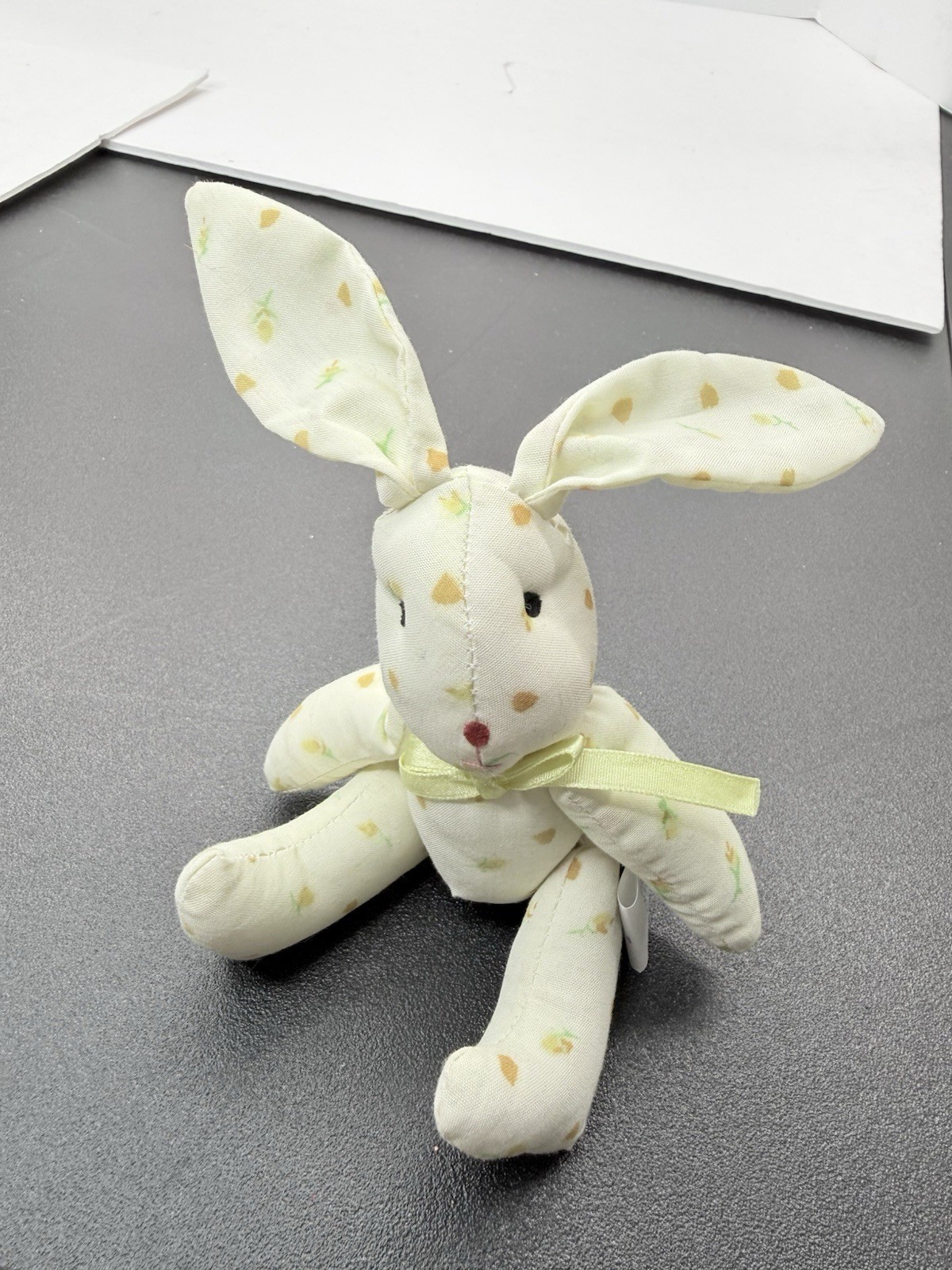 Vintage Silvestri Jointed Easter Bunny Plush Fabric Rabbit 6 Inch Pale Yellow