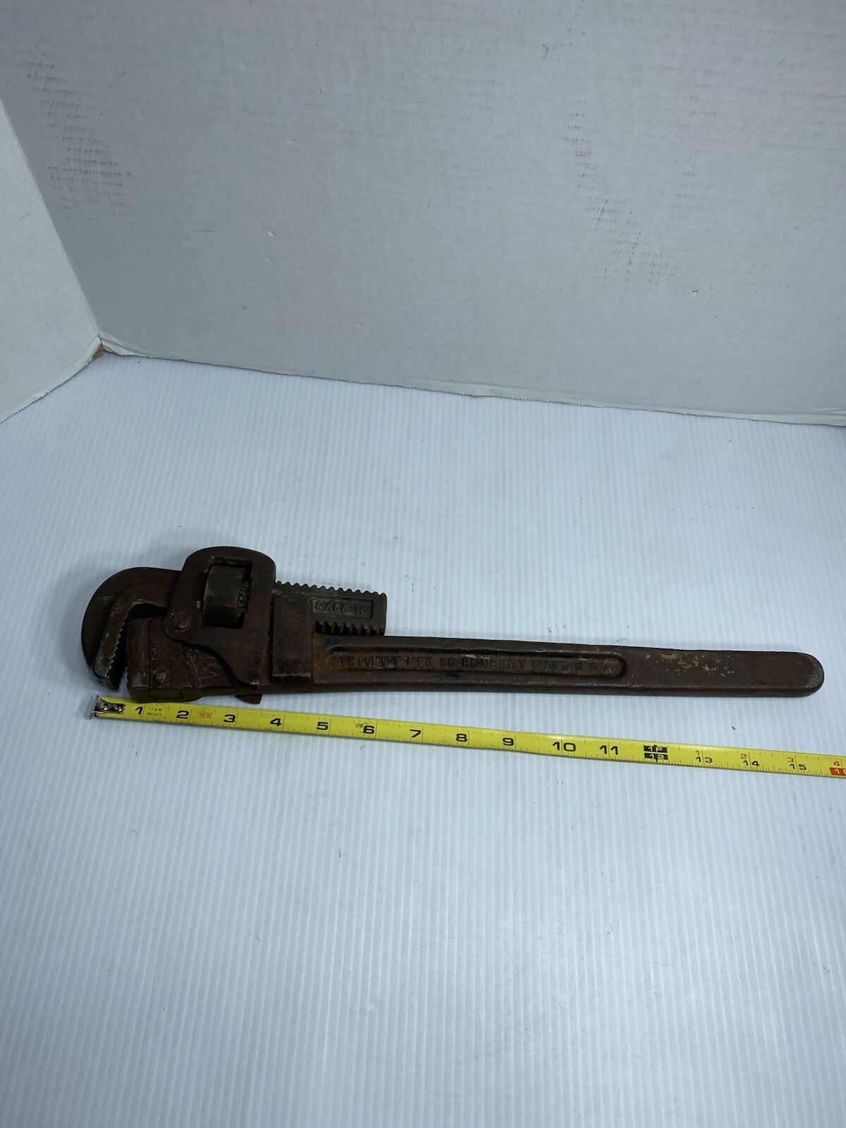 Vintage Trimo Trimont Mfg Pipe Co. 18” Pipe Wrench Made In Roxbury Mass USA Used