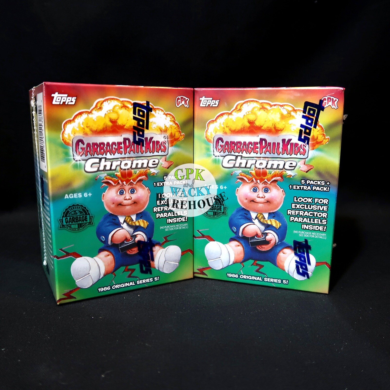 2022 GARBAGE PAIL KIDS CHROME 5 BLASTER 2 BOX LOT 12 PACKS W ATOMIC REFRACTORS