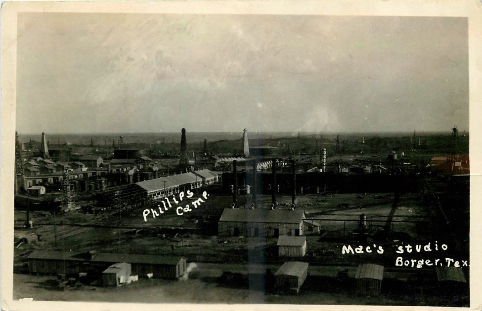 1929 Borger, Texas RPPC Phillips Camp Oil Field Mac's Studio Postcard 1929 Borger, Texas RPPC Phillips Camp Oil Field Mac's Studio Postcard