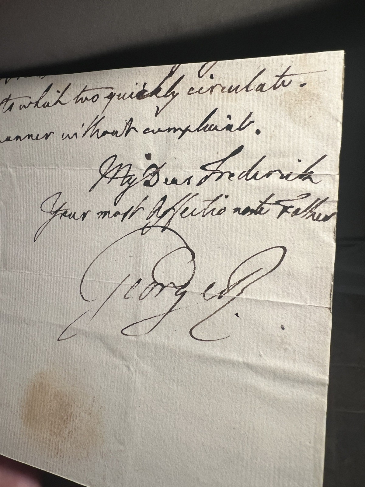 King George III TO HIS SON FREDERICK Signed Historic Autograph (Father to Son)