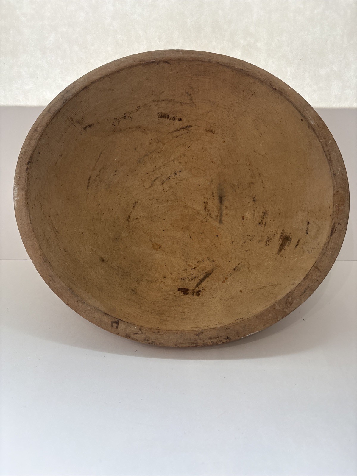 Antique Vtg Munising Primitive Rustic Wooden Dough Bowl 10.5” X 11 Slightly Oval