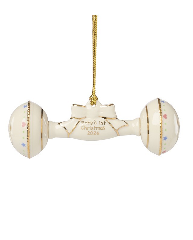 LENOX 2026 BABY 1ST CHRISTMAS RATTLE ORNAM/PORCELAIN/NEW/FREE SHIPPING OVER $39