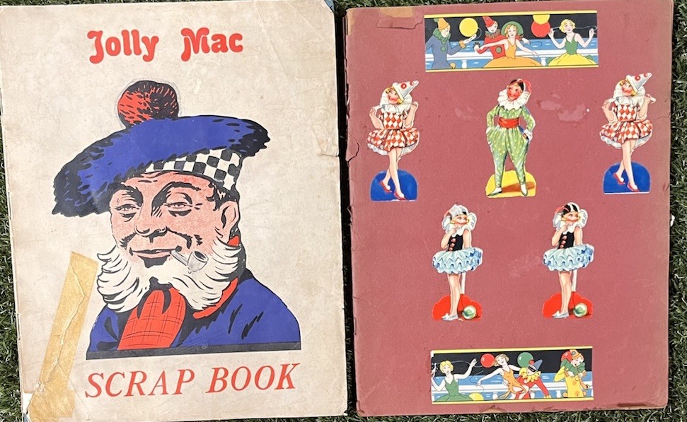 2 Vintage 1950s Scrapbooks Jolly Mac Die Cut Scraps Advertising Ephemera