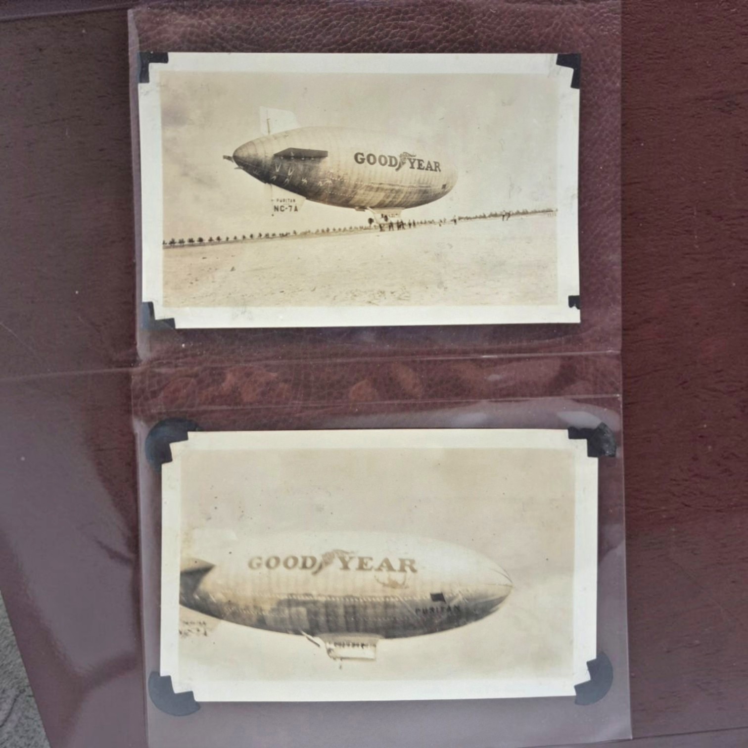 Two Vtg 1928 Goodyear Blimp Airship Puritan NC-7A Original Sepia 4.5\