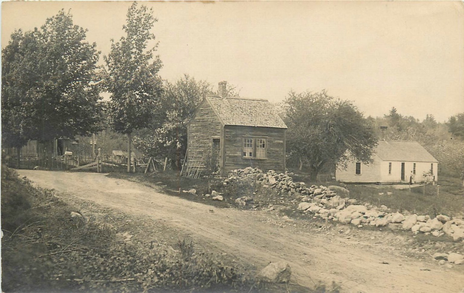 c. 1910 Union NH Rural New England RPPC Old Homes Dirt Road Stone Wall c. 1910 Union NH Rural New England RPPC Old Homes Dirt Road Stone Wall