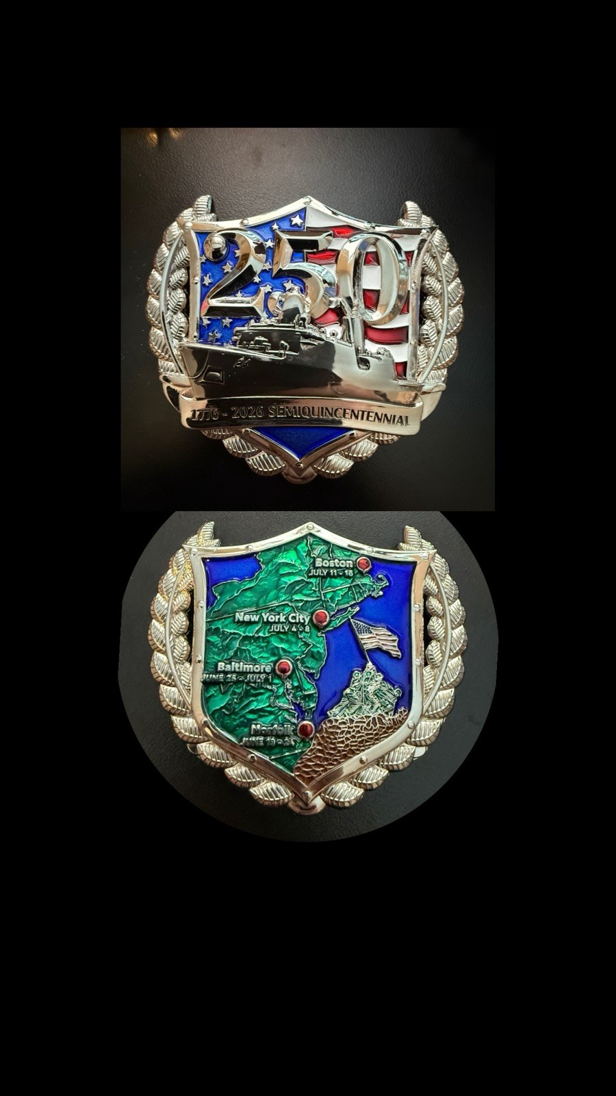 International Naval Review 250 Challenge Coin Norfolk Baltimore NYC Boston
