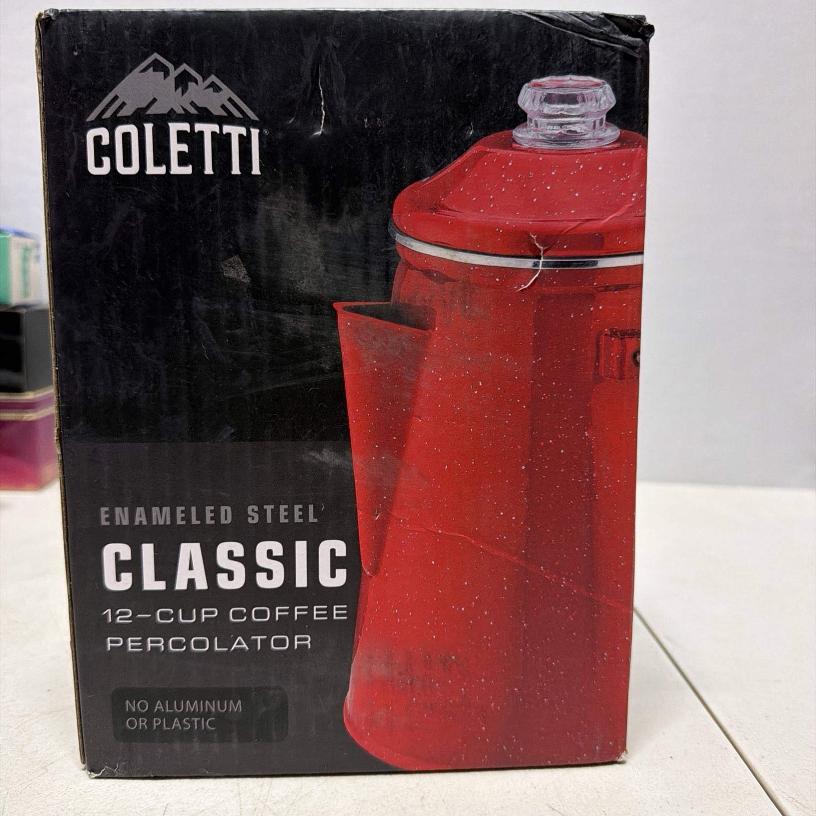 Coletti Enamel Steel 12-Cup Coffee Percolator Camping Indoor Outdoor Red