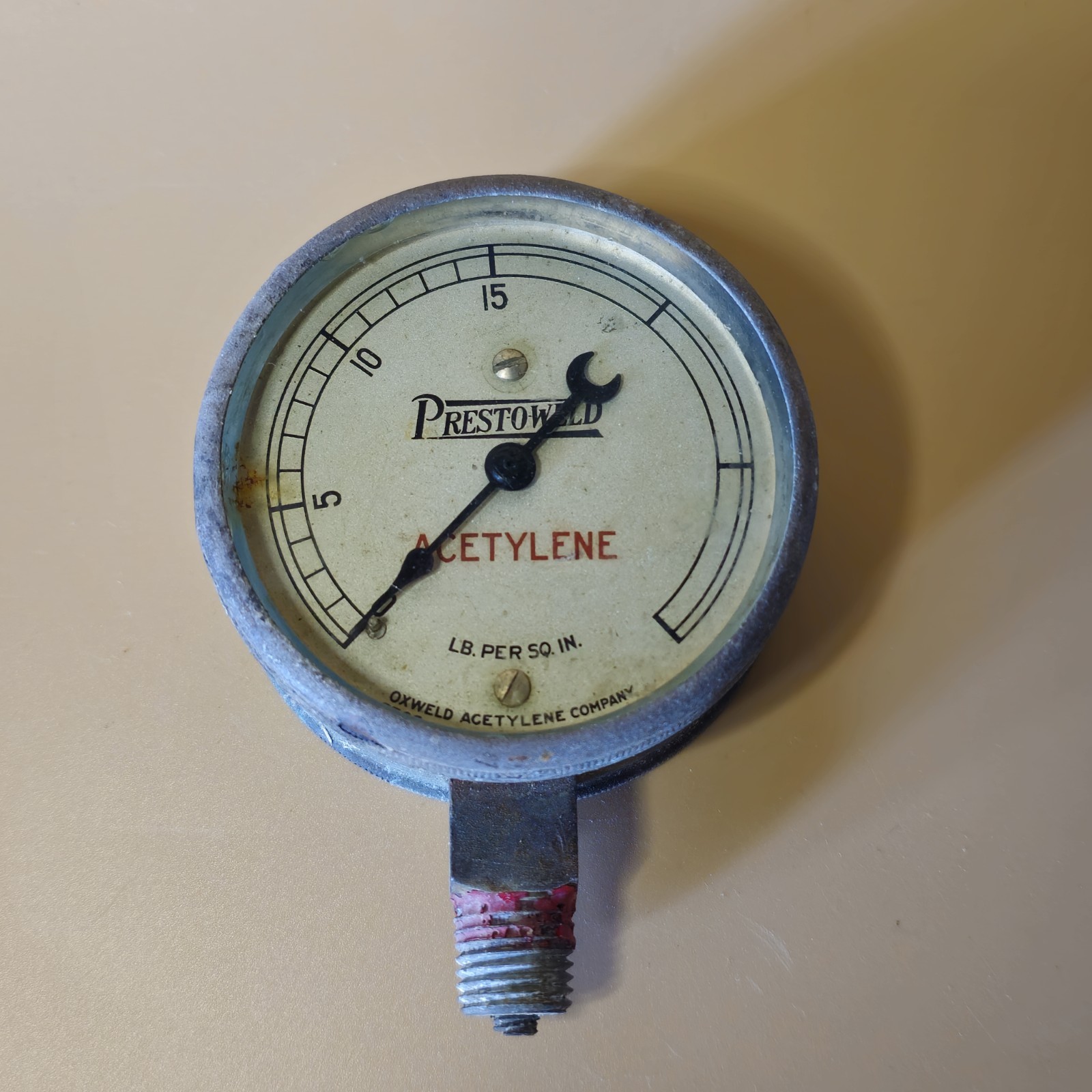 PRESTOWELD Vintage Acetylene Pressure Gauge USA Industrial Steampunk Salvage PRESTOWELD Vintage Acetylene Pressure Gauge USA Industrial Steampunk Salvage