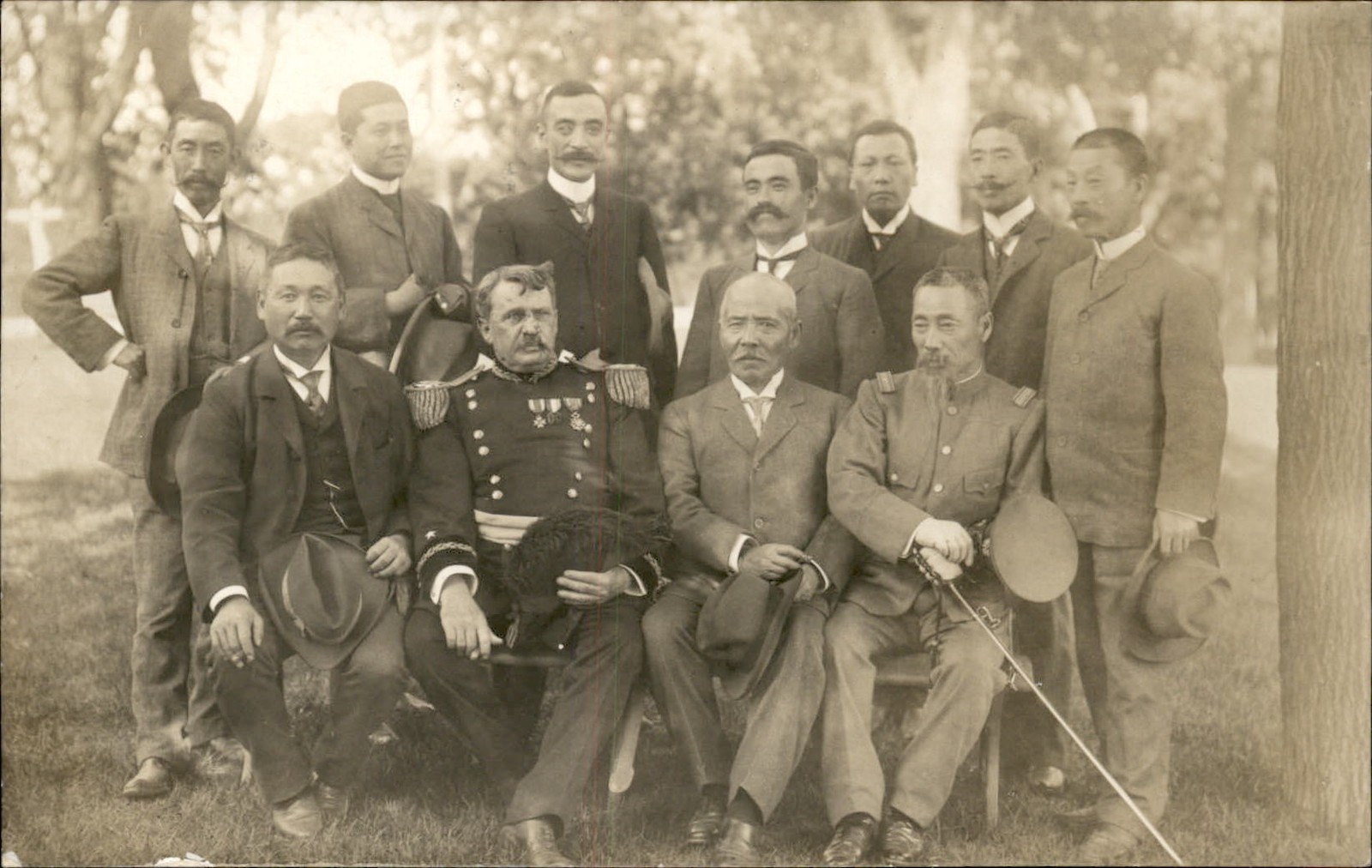Fort Leavenworth KS Japanese Military Oifficers Names on Back c1907 RPPC