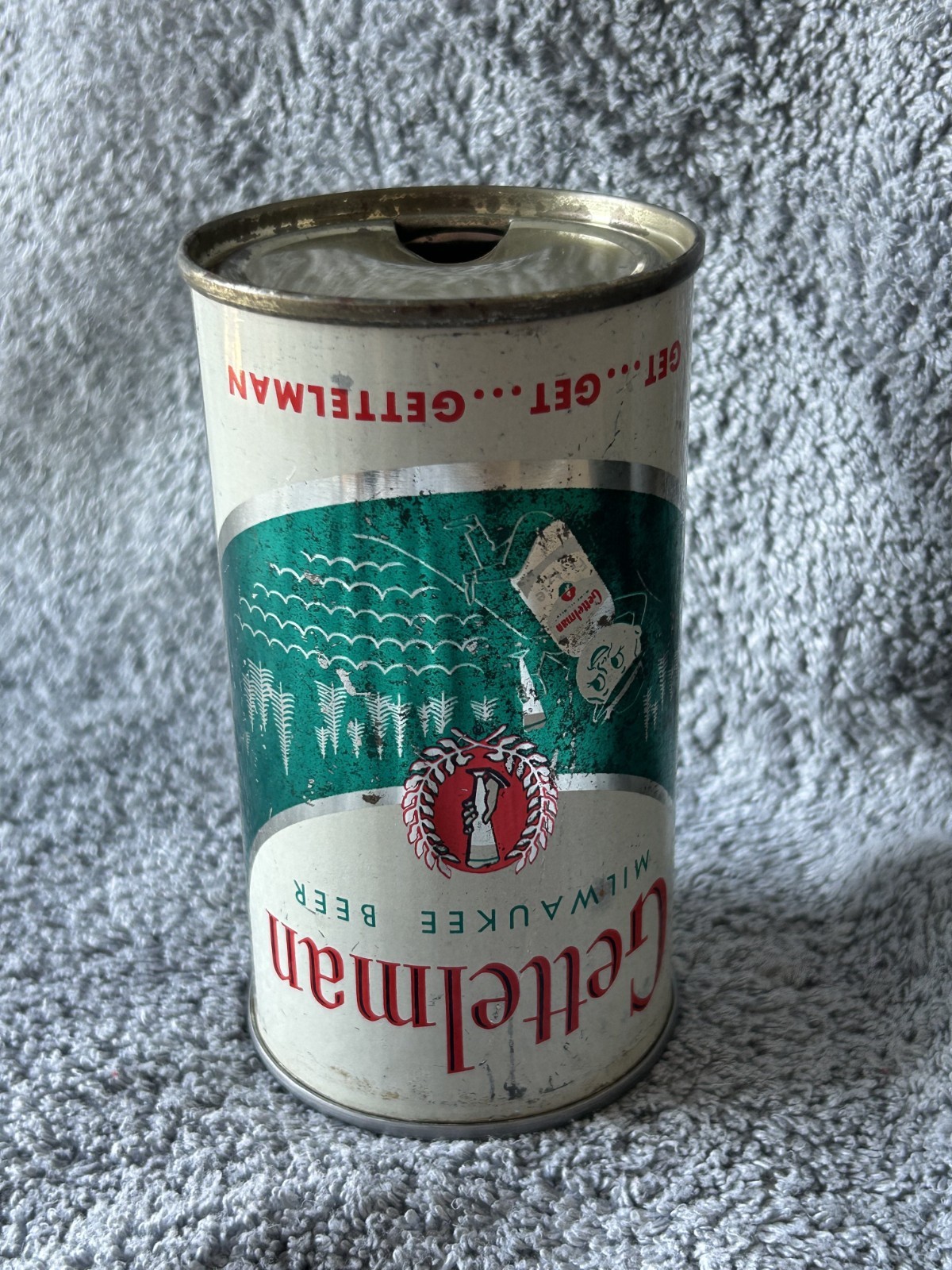 Gettelman Milwaukee Flat Top Beer Can- Bottom is Open-  Empty Can, Milwaukee WI