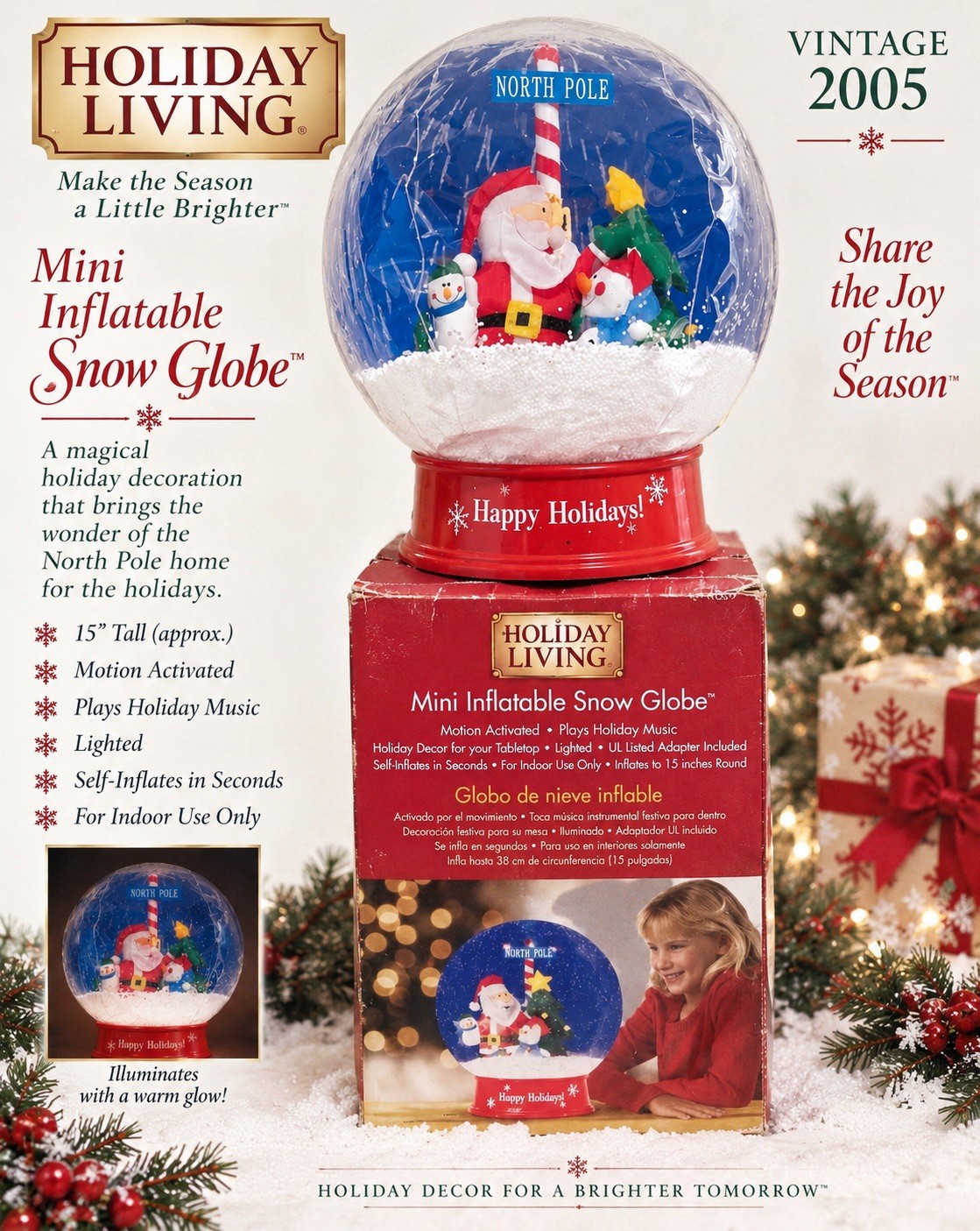 Gemmy 2005  Mini Inflatable Christmas Snow Globe 15\