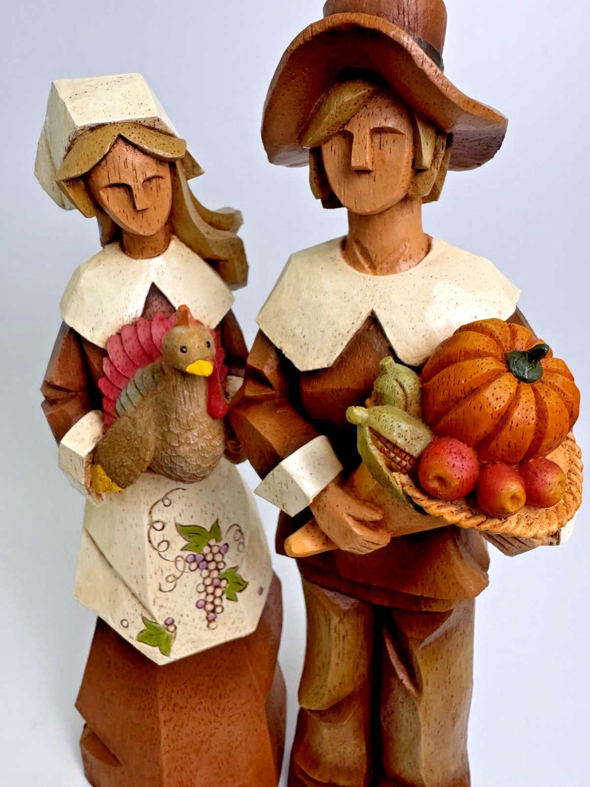 Pacific Rim Cubist Thanksgiving Harvest PILGRIMS Man Woman 12\