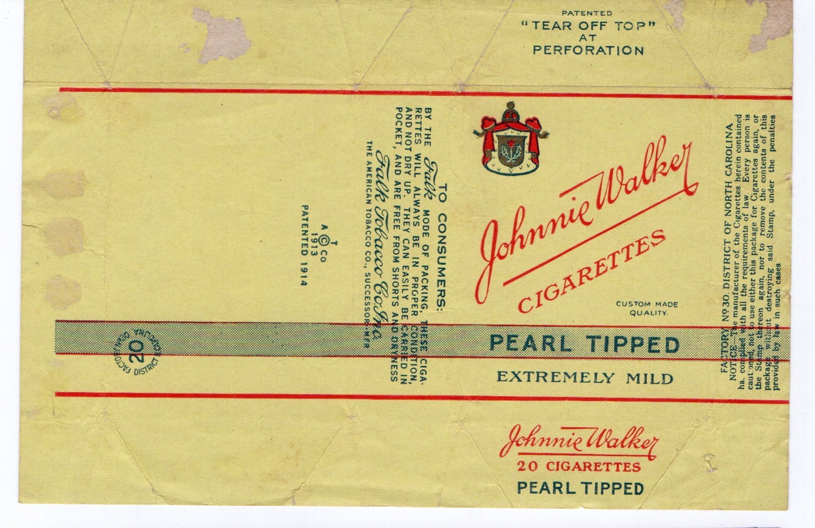 1930s Vintage JOHNNIE WALKER Cigarettes Label Tobacco Spirits Crossover Rare