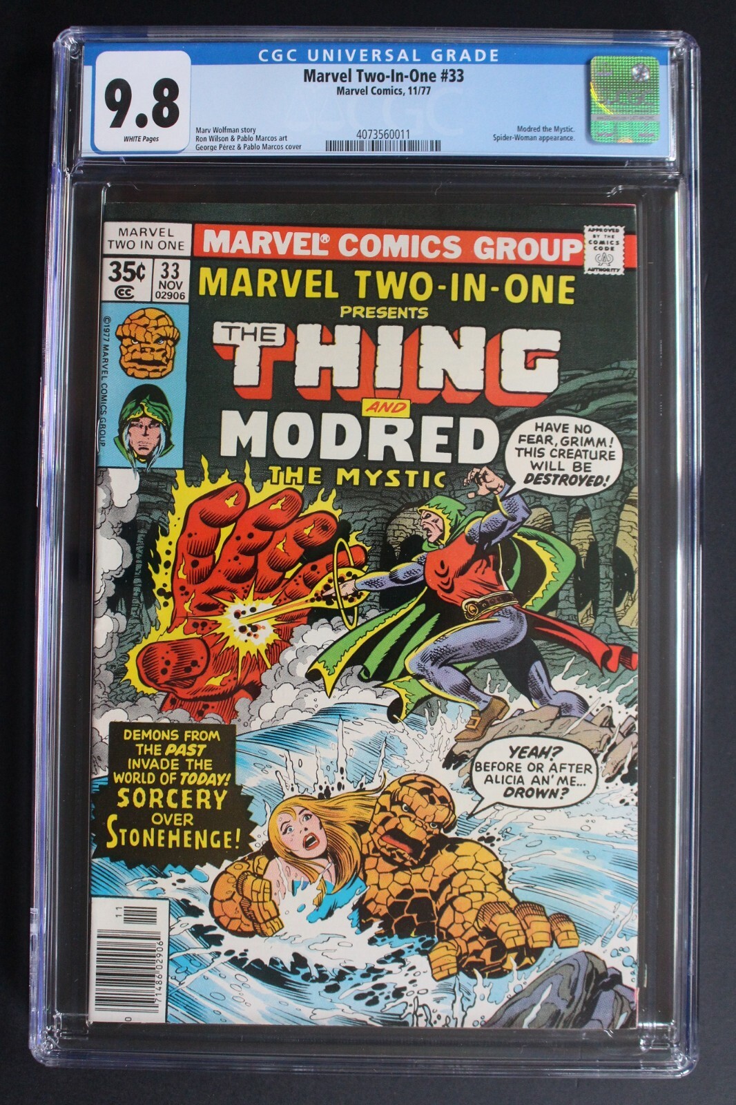 Marvel Two-In-One #33 5th full SPIDER-WOMAN 1977 Thing Stonehenge MODRED CGC 9.8