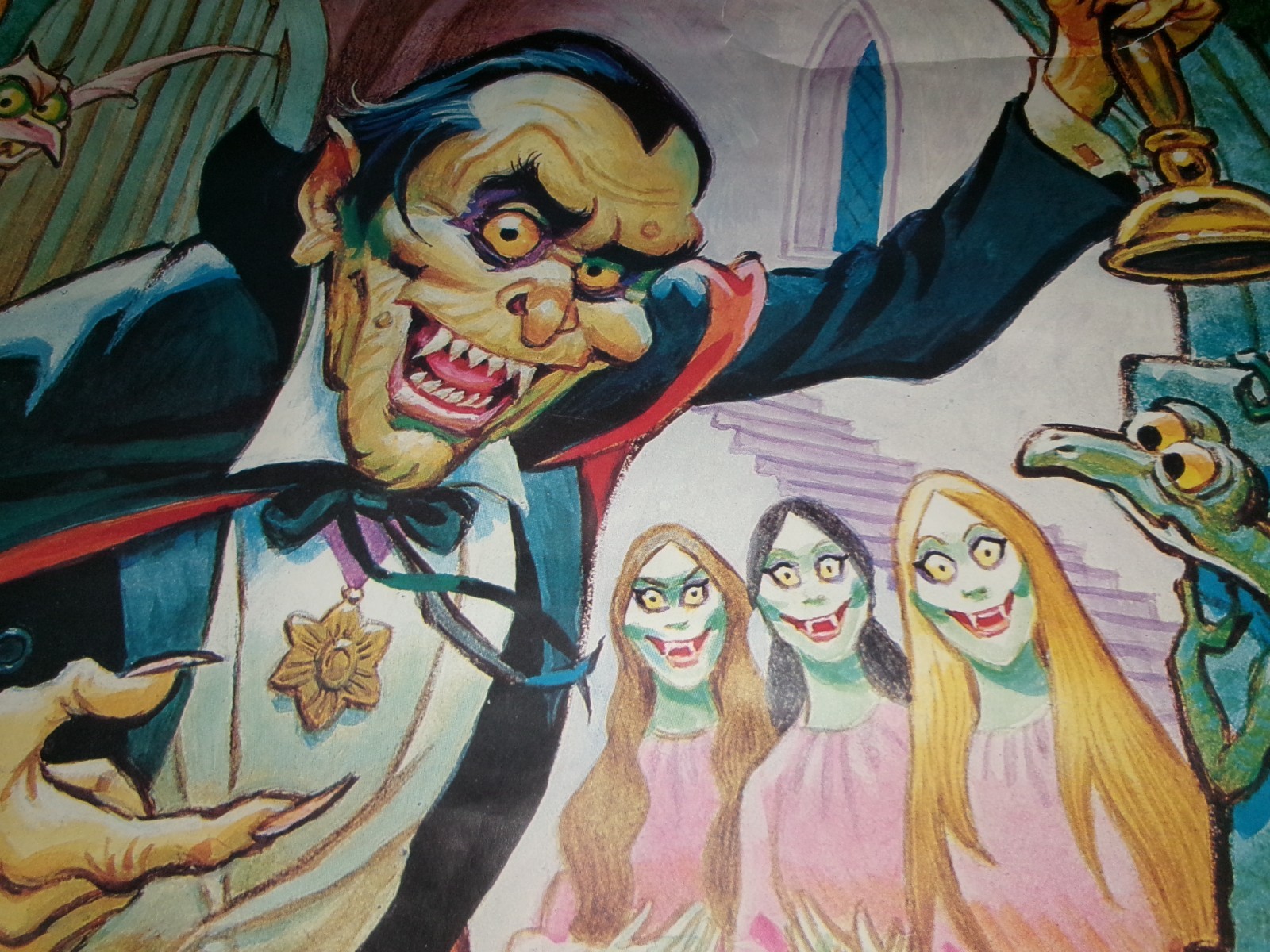 Vtg Dracula PETE HAWLEY Halloween MONSTER DOOR POSTER 3\' x 6\' Vampire 1970s 🦇
