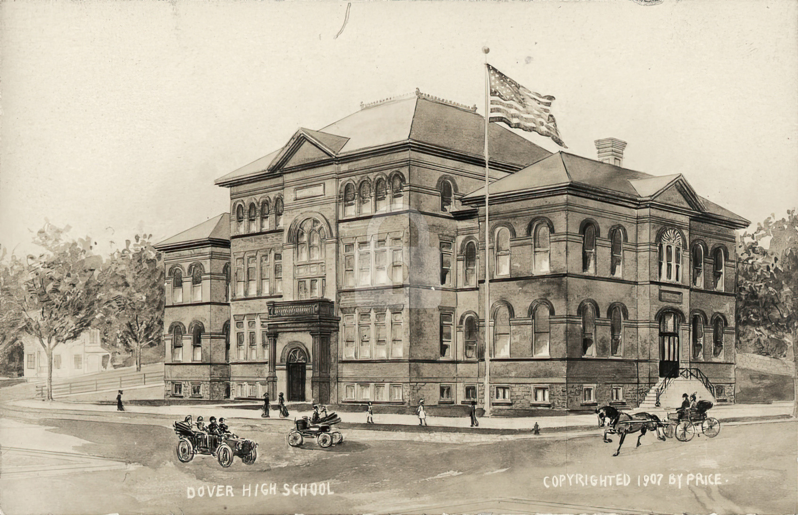 Dover High School 1907 RPPC Photo Postcard COPY