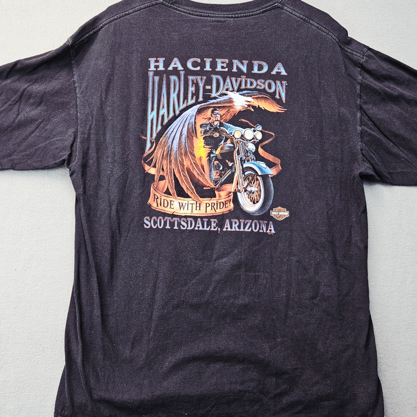 Harley Davidson T Shirt Mens XL Hacienda Scottsdale AZ Black Ride w/ Pride 2007