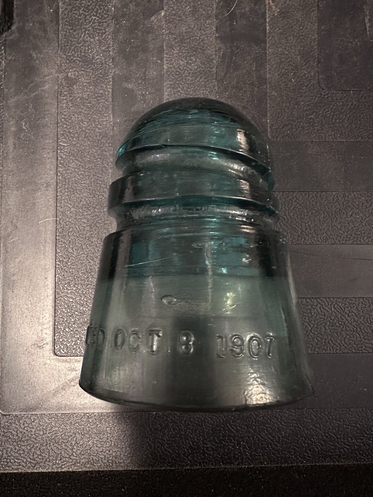 Vintage CD 147 Hemingray Glass Insulator #15 Patented Oct 8 1907 Aqua Green