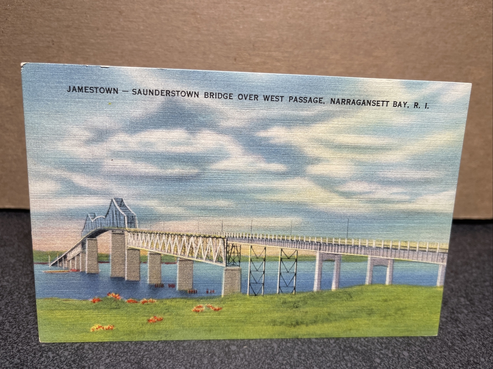 Jamestown Saunderstown Bridge Over West Passage Narragansett Bay RI Postcard￼￼