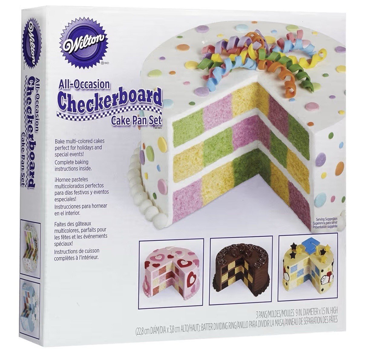 NIB Wilton Checkerboard 3-Piece Cake Pan Set