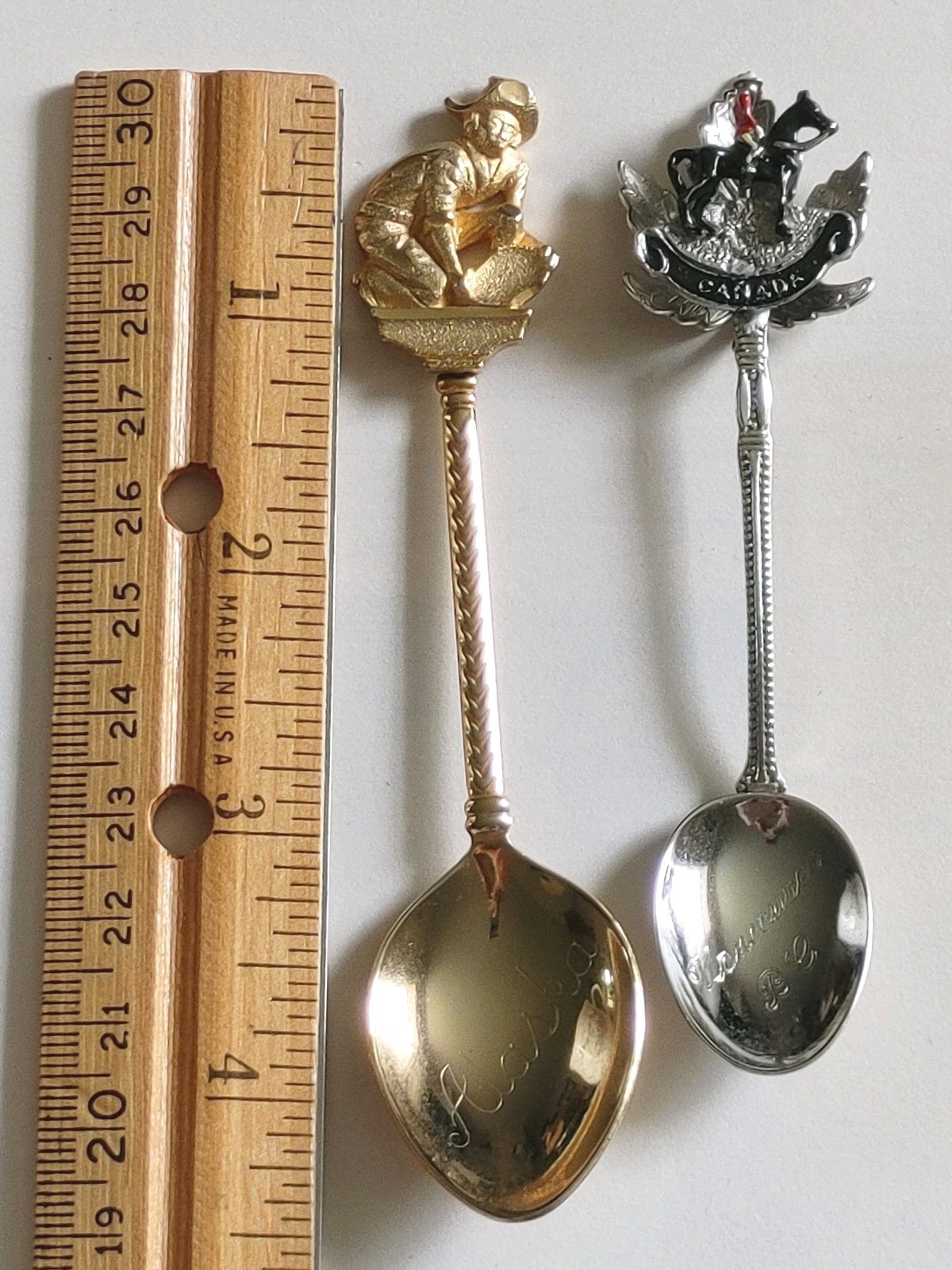Vintage two souvenir spoons Canada Vancouver BC & Alaska. 