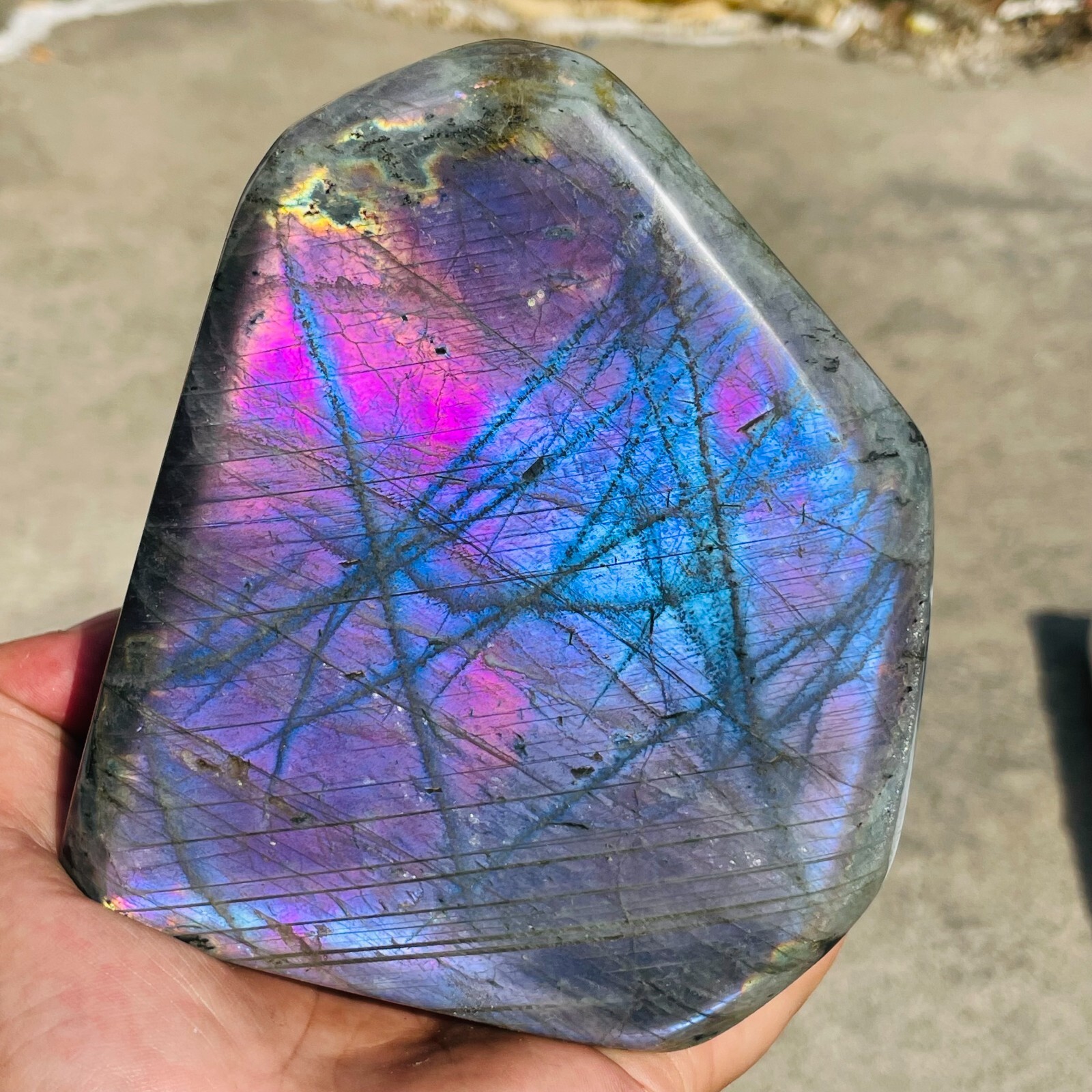 3.49lb Large Natural Purple Labradorite Quartz Crystal Display Specimen Healing