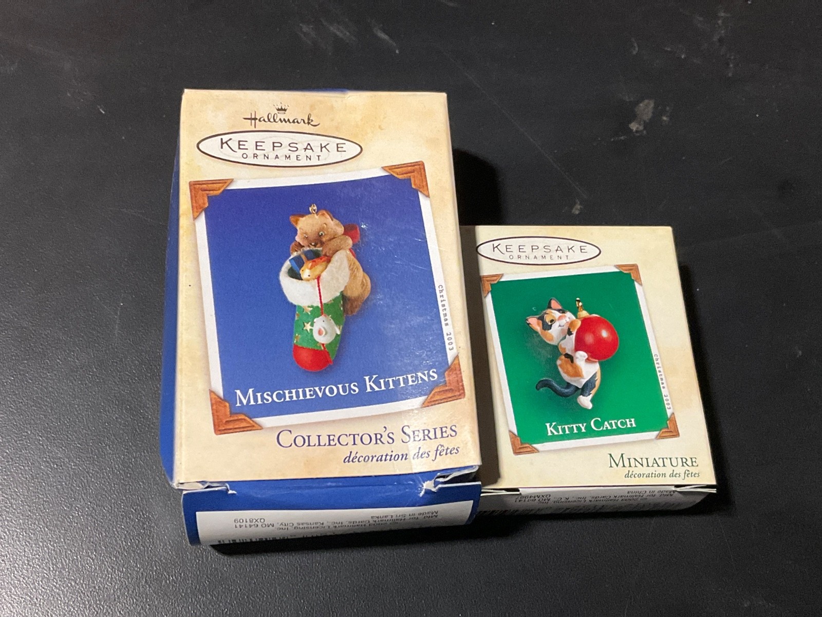 2003 Hallmark Miniature Keepsake Ornament Kittens Lot of 2