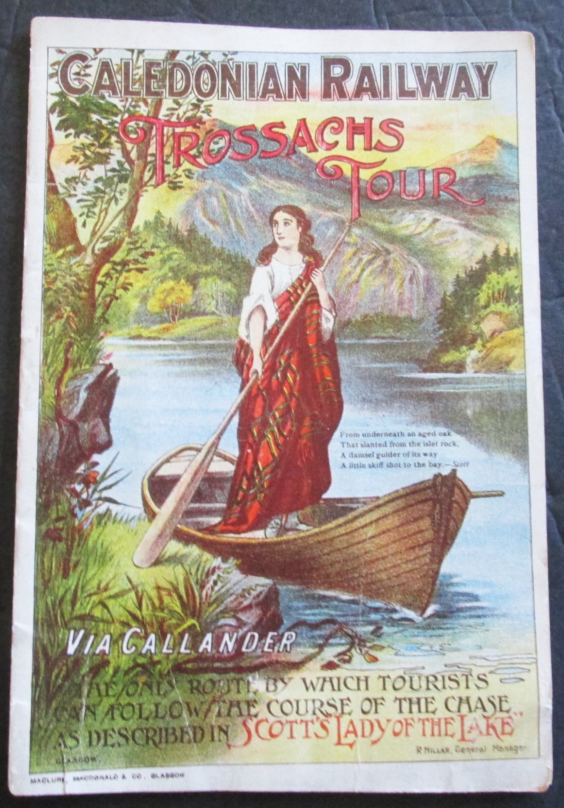 Caledonian Railway Railroad 1910 Trossachs Tour Booklet w Graphic Cover