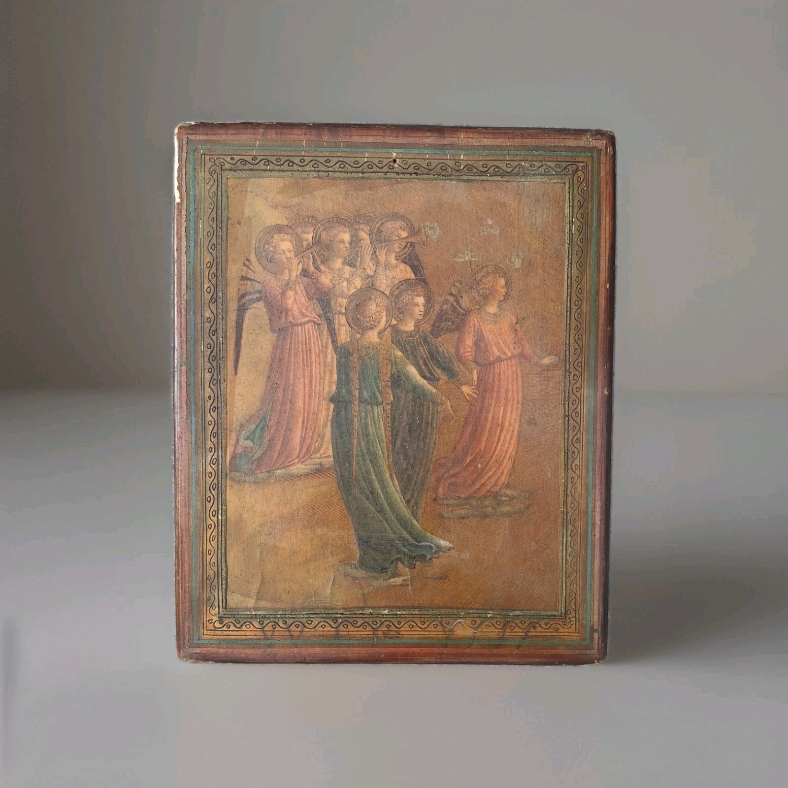 Wood Icon For Religious Scene, Religious Pious Image