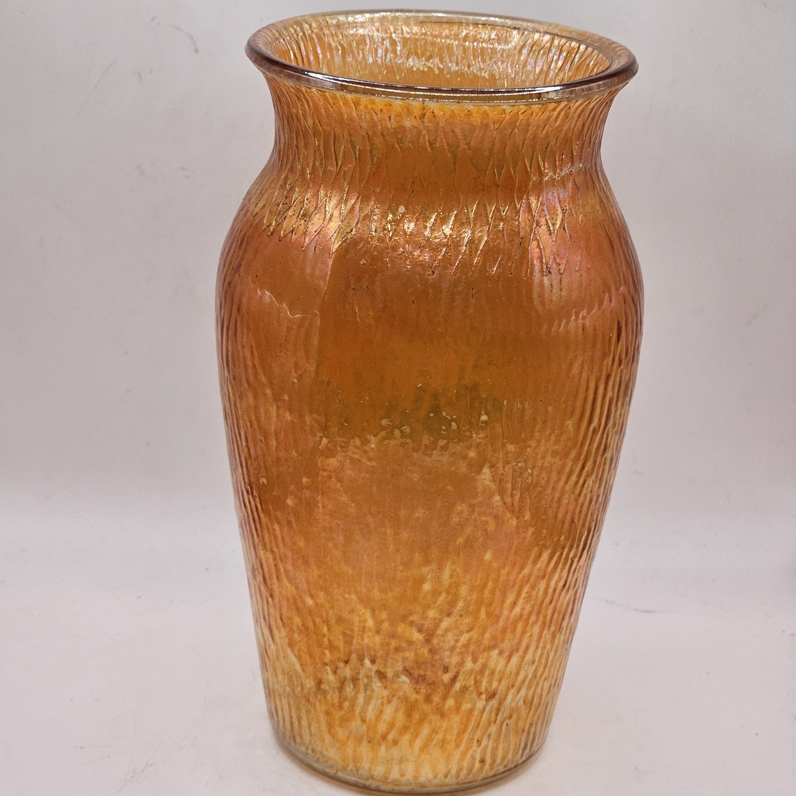 JEANNETTE VTG MARIGOLD CARNIVAL GLASS VASE 7.5\