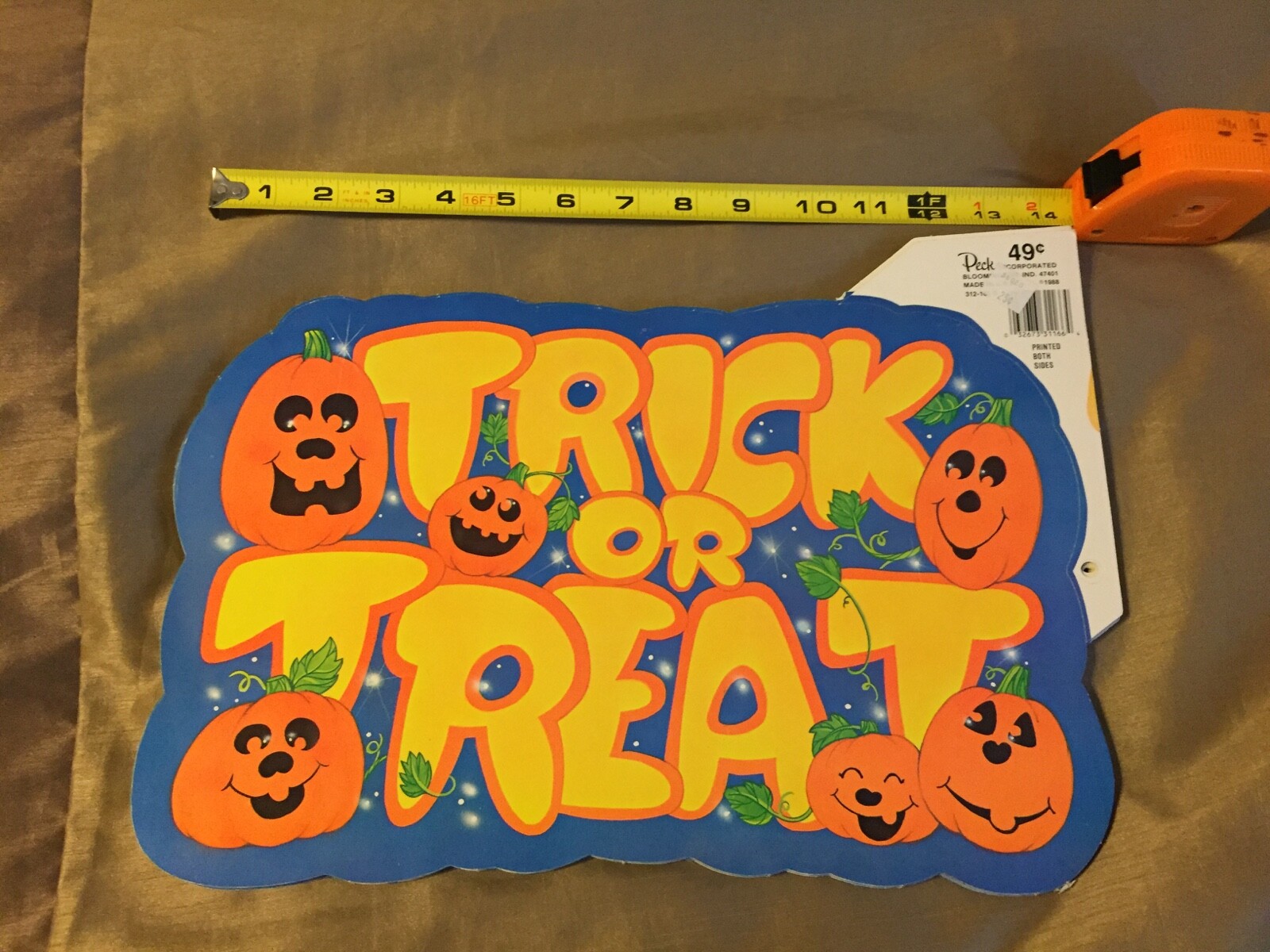 NEW VINTAGE PECK TRICK OR TREAT HALLOWEEN DIE CUT (2 SIDED)