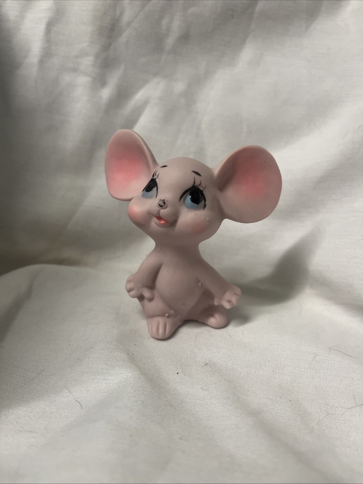 Vintage Kelvin's Japan Pink Porcelain Mouse Figurine 4” x 3”
