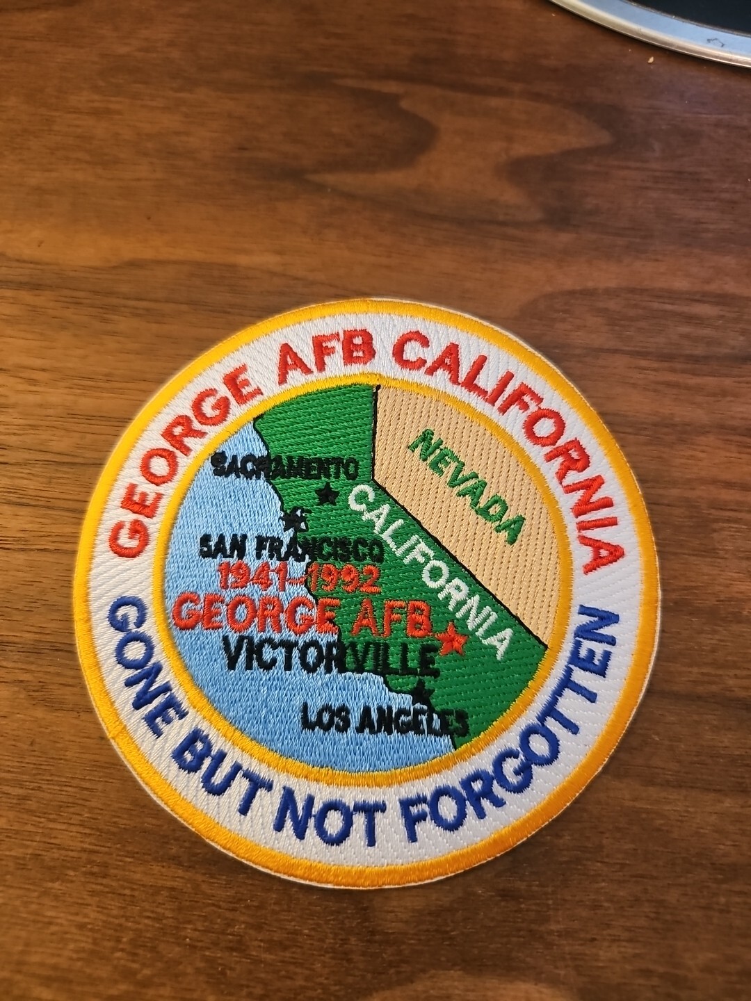 USAF BASE PATCH, GEORGE AFB, CALIFORNIA, 1941-1992, GONE BUT NOT FORGOTTEN