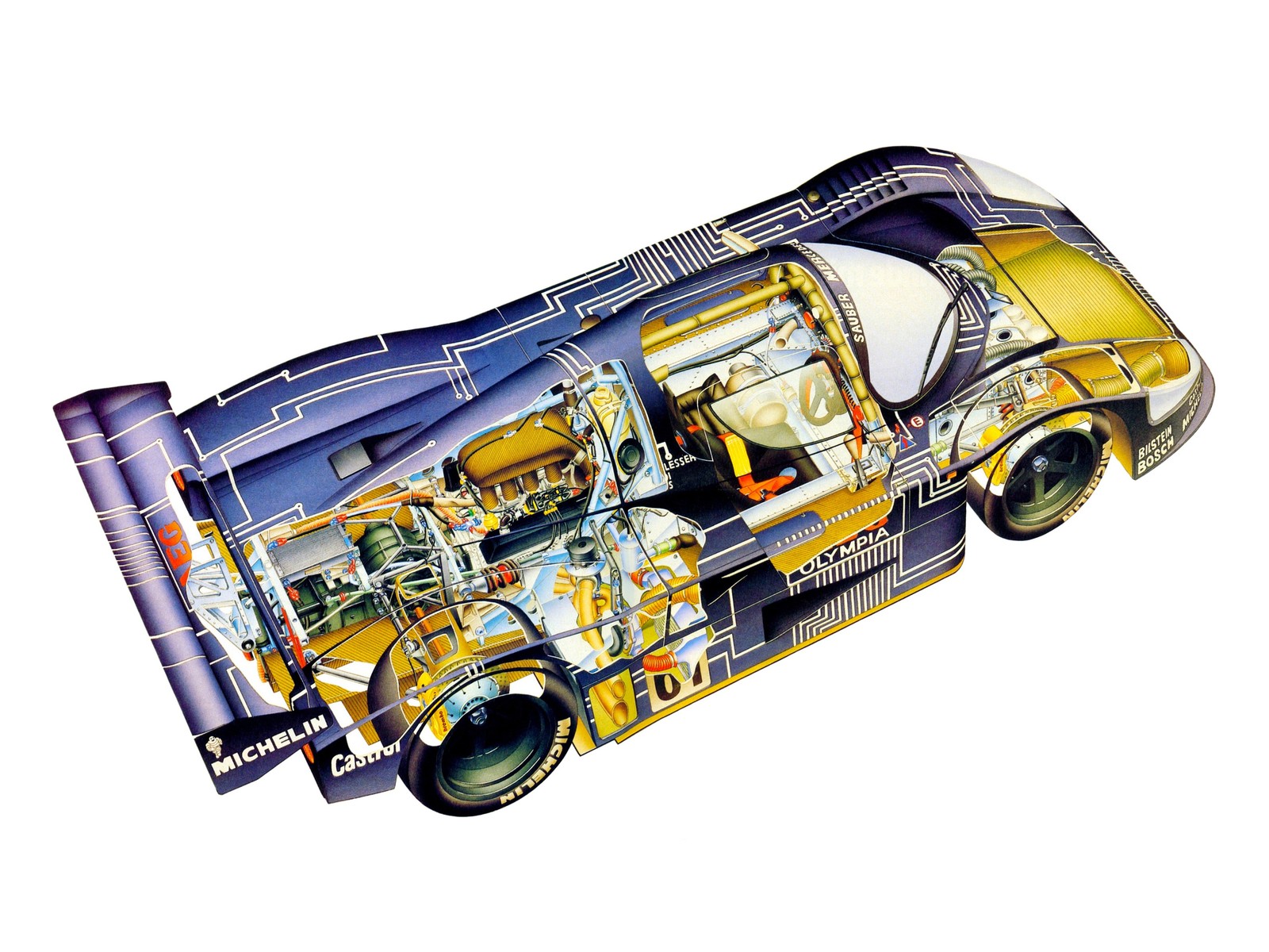 Cars 1987 sauber mercedes benz c 9 race racing le Art Print Poster 11x17