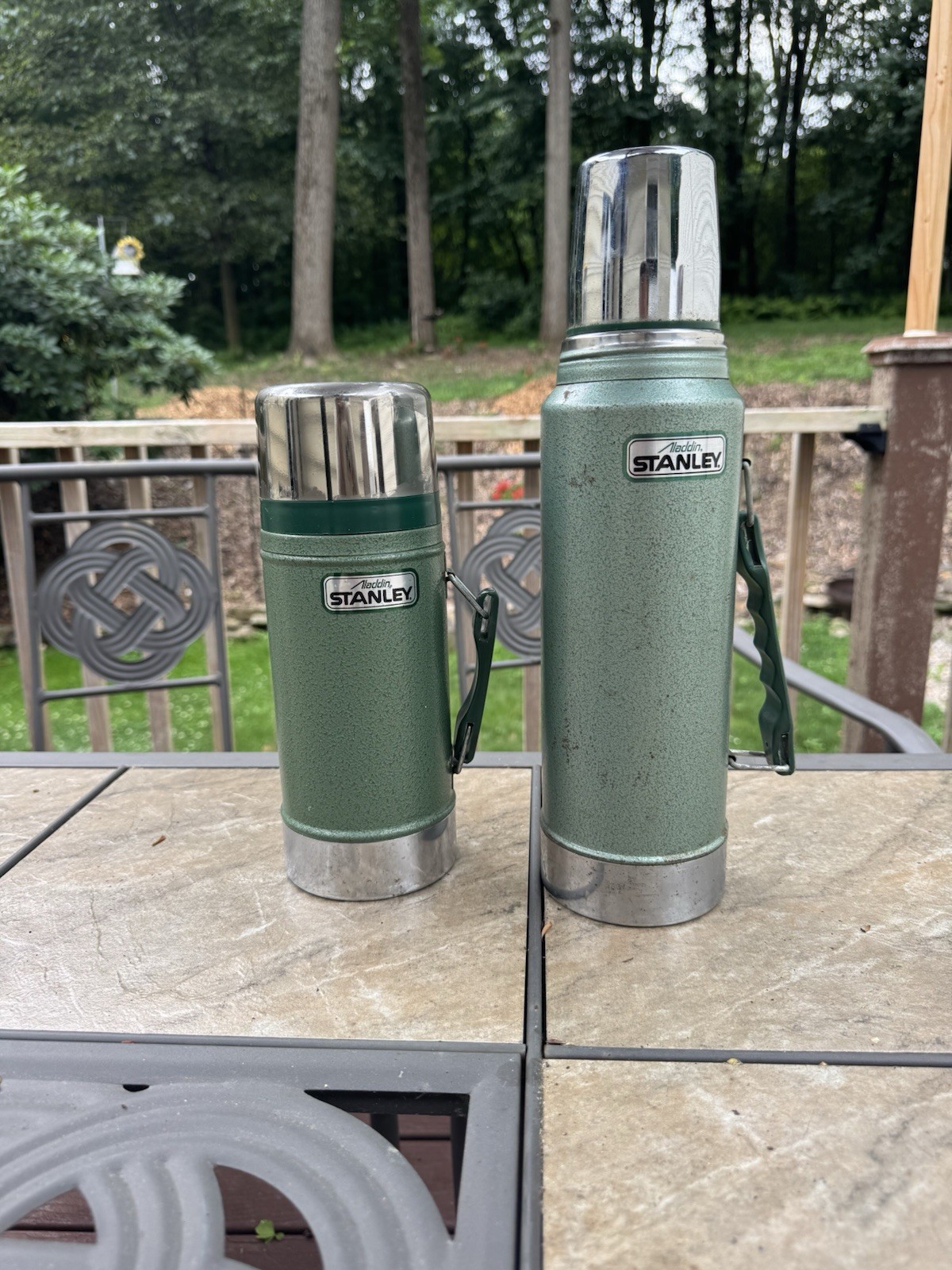 2 Classic Vintage Stanley Vacuum Thermos Quart A-944DH,Wide Mouth 24 oz A-1350B