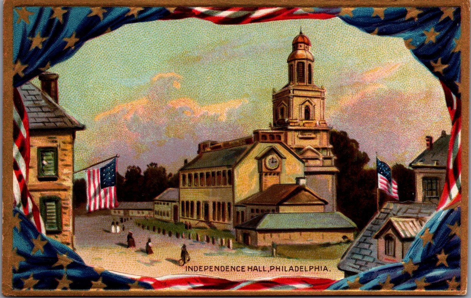 1909 Independence Hall Philadelphia Tuck's Postcard Patriotic Flag Border