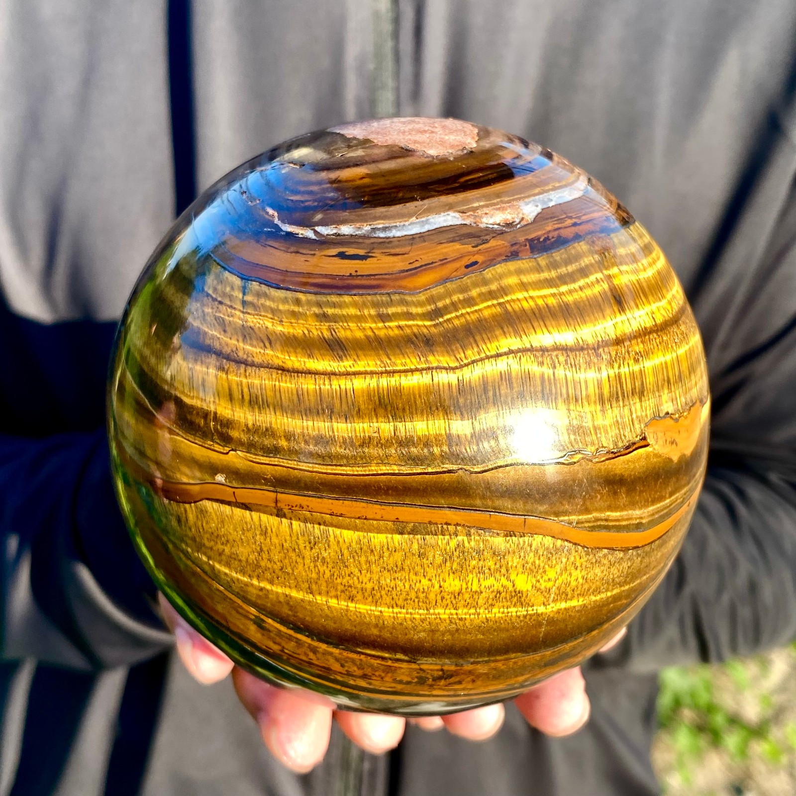 3.83LB Natural Tiger's eye stone quartz Sphere crystal ball rock Healing